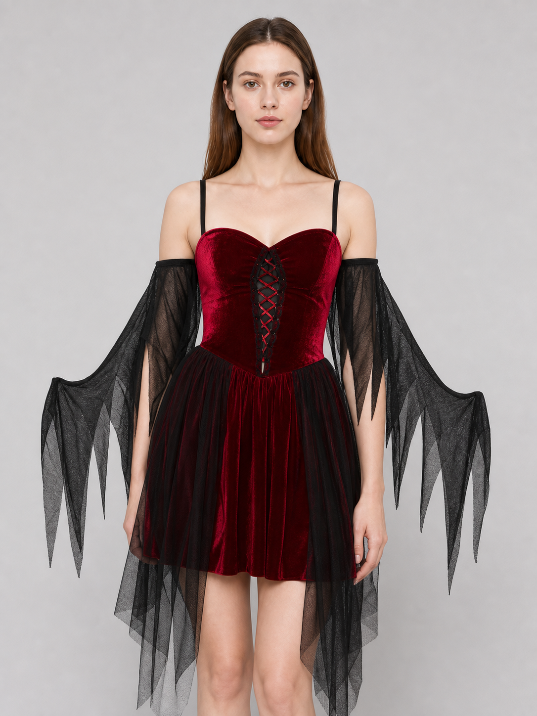 Halloween cosplay costume with wings and dress
