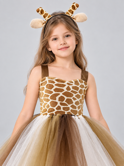 Kids' Giraffe Carnival Dress with Headband and Tail