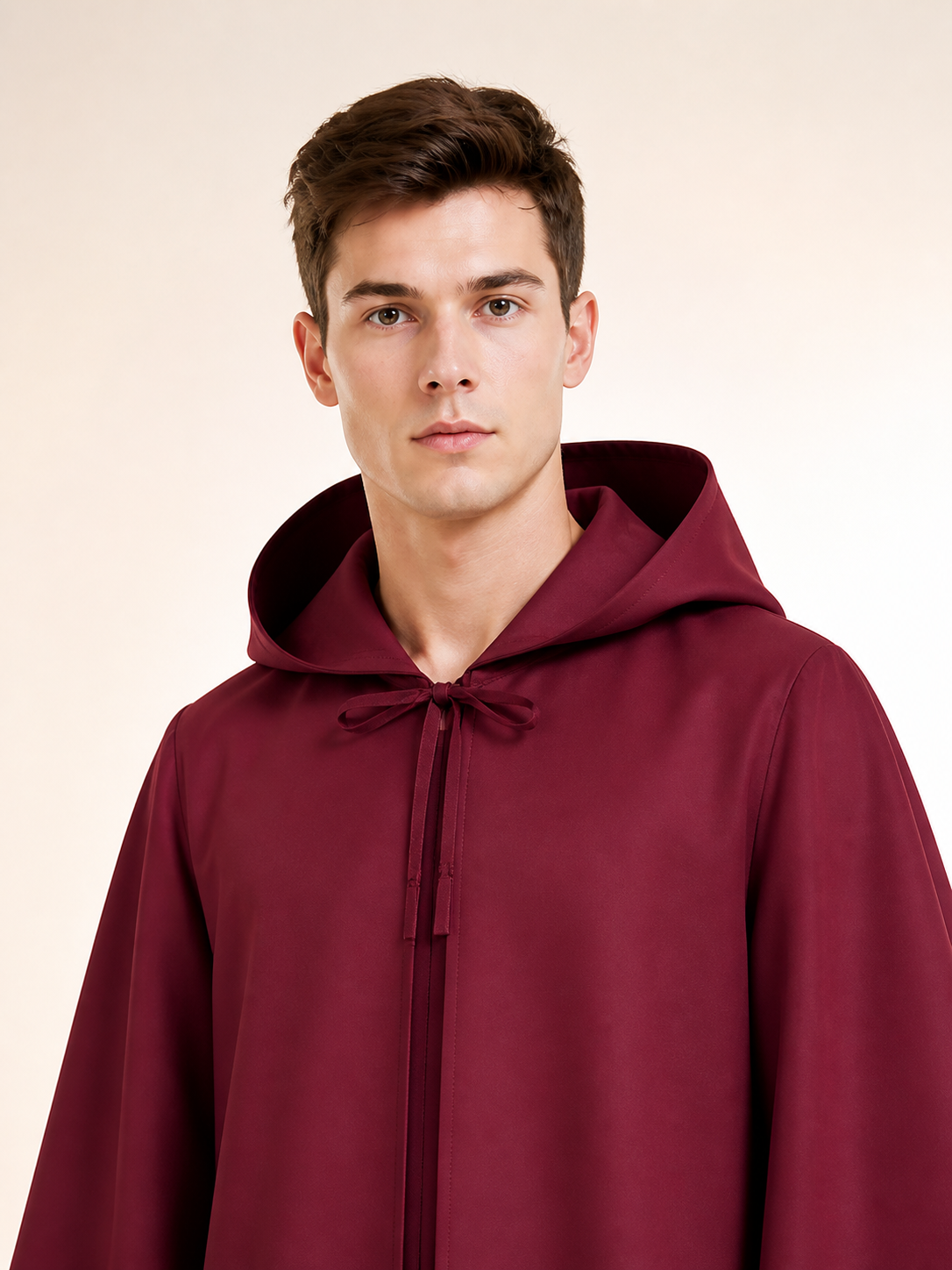 Burgundy Carnival Cloak with Pointed Hood