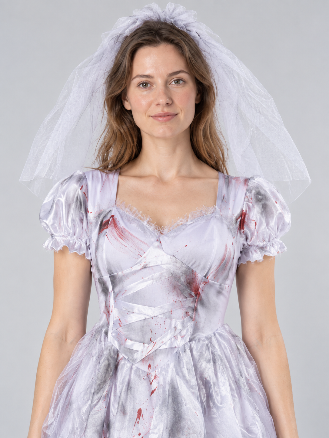 Vampire Costume: Dress with Blood Effect and Veil