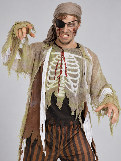 Pirate Zombie Halloween Costume with Eye Patch