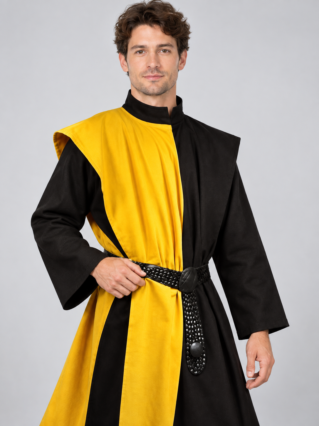 Yellow and Black Cosplay Costume with High Collar