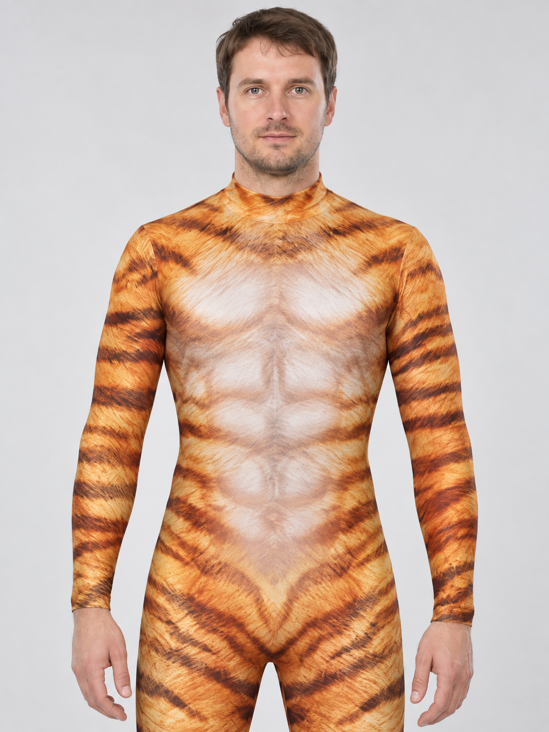 Tiger Print Cosplay Bodysuit, Form-Fitting