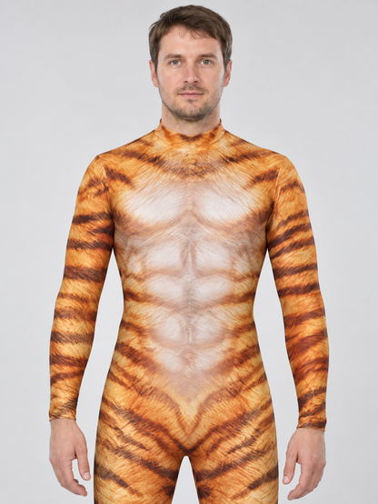 Tiger Print Cosplay Bodysuit, Form-Fitting