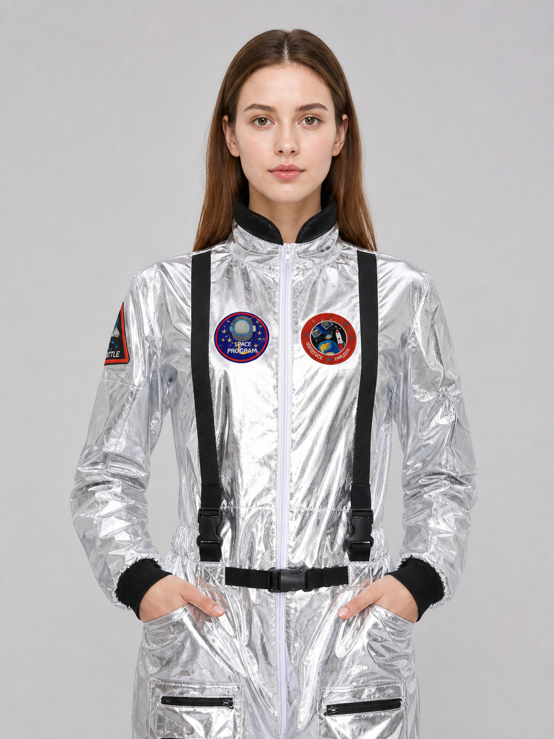 Silver Space Jumpsuit for Cosplay Costumes detail 2