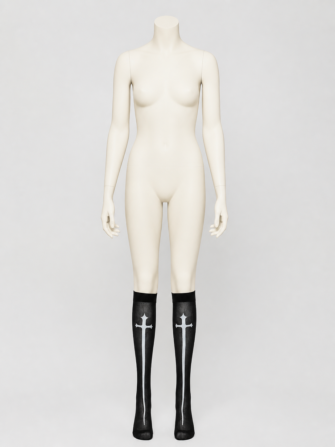 Gothic Knee-High Socks with White Crosses product detail 3