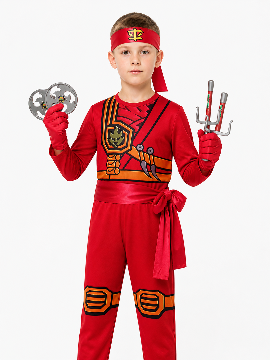 Red Ninja Jumpsuit with Mask and Gloves Costume Masks detail 3