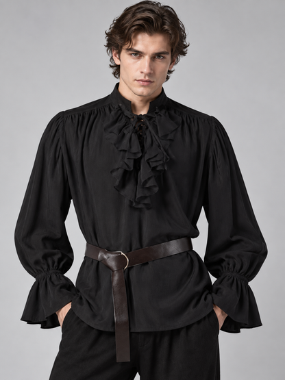 Medieval-Style Costume: Black Shirt, Pants, Belt