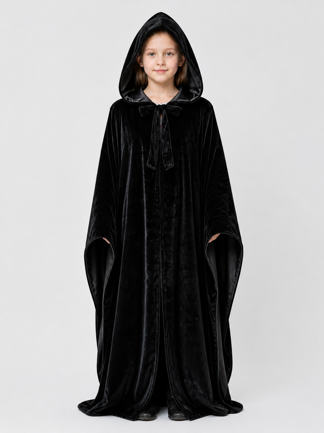 Black Hooded Halloween Cloak, Long and Loose-Fitting Costume Capes detail 2