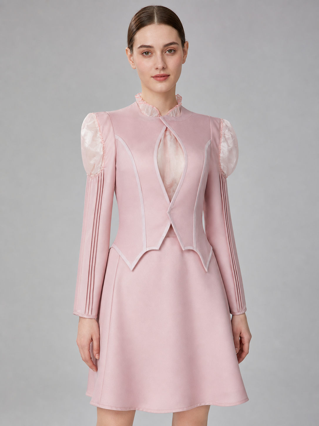 Glinda Cosplay Costume, Pink Dress with Puff Sleeves