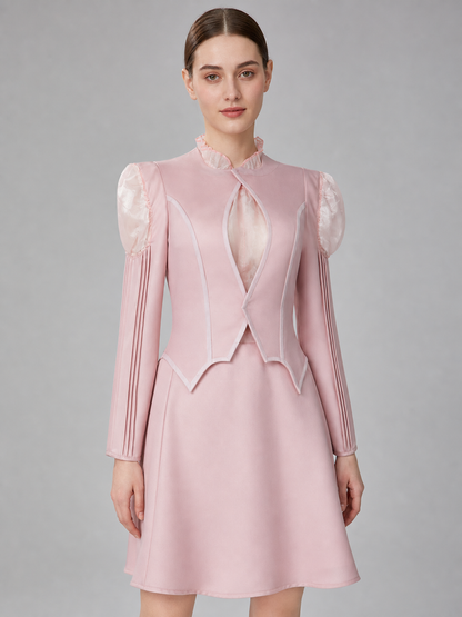 Glinda Cosplay Costume, Pink Dress with Puff Sleeves