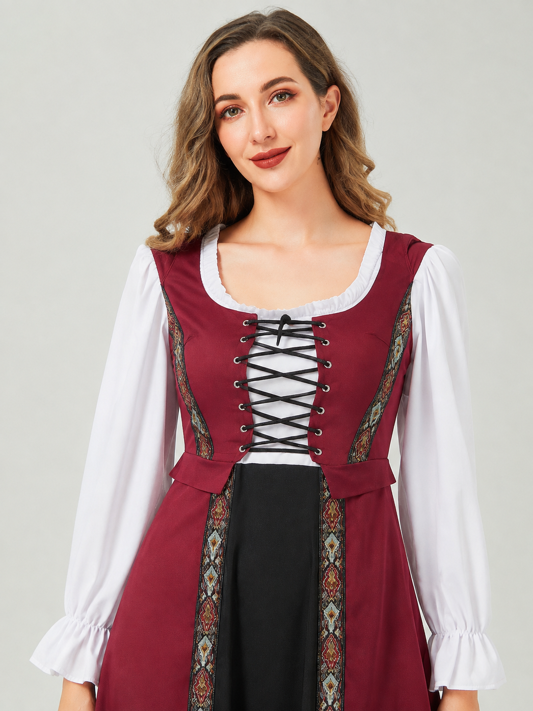 Long Medieval-Style Dress with Lace-Up Front Costume Dresses detail 2
