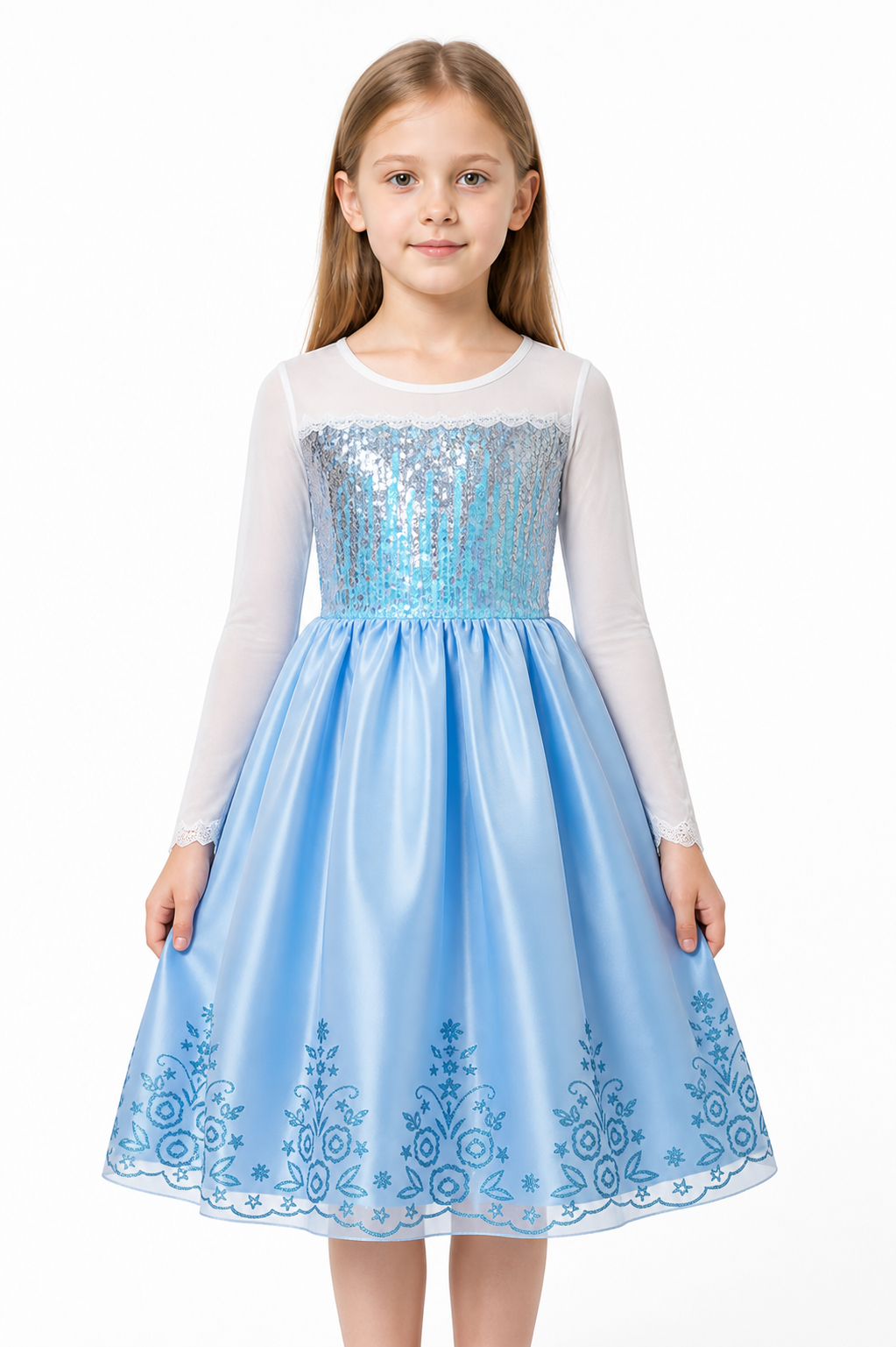 Sequined Carnival Dress with a Full Blue Skirt Costume Dresses detail 3