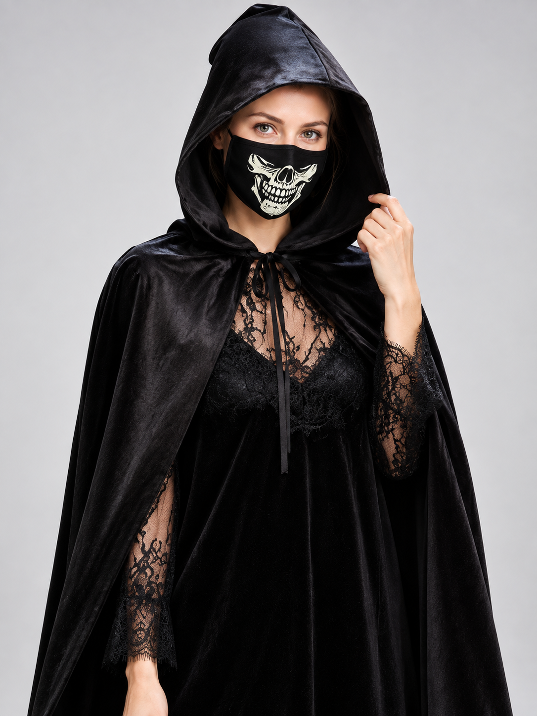 Costume Cloak with Hood and Mask Costume Capes detail 2