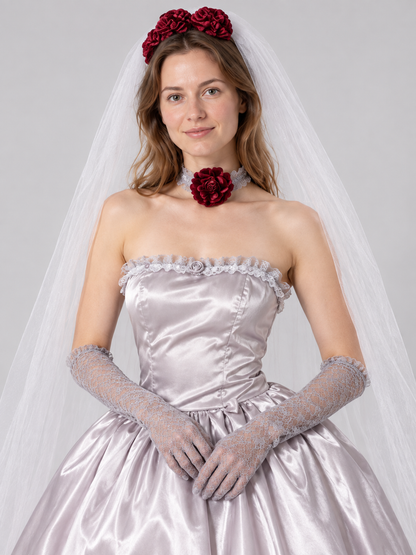 Vampire Costume with Veil and Gloves