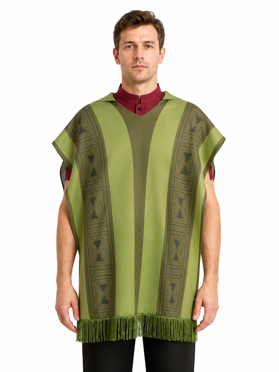 Cape Cloak with Stand Collar and Fringe for Carnival Costume Capes detail 3