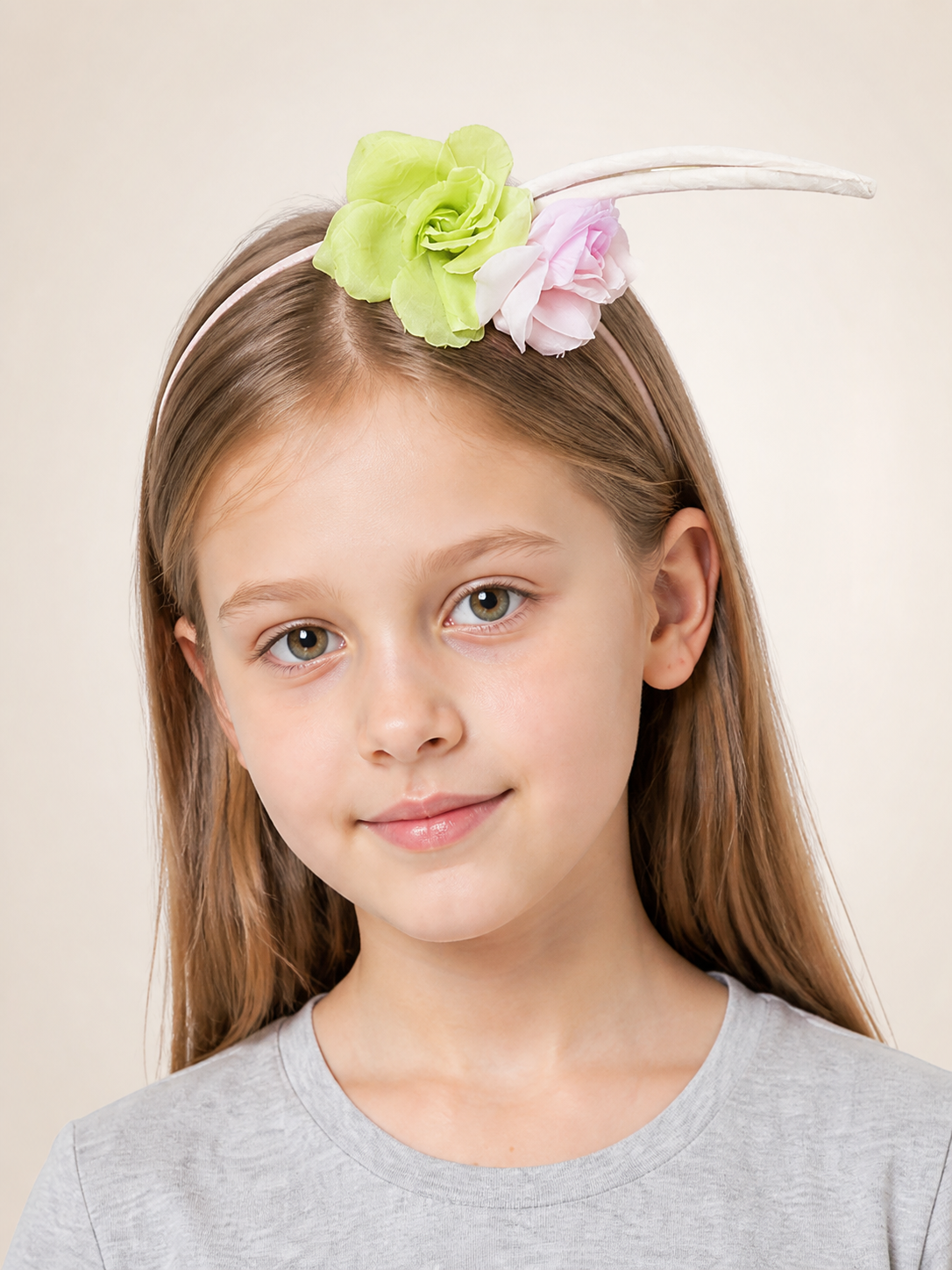 Carnival Headband with Floral Decoration, White Costume Headwear detail 2