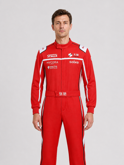 Red, White, and Black Racing Jumpsuit for Cosplay Costumes detail 3