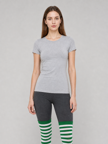 Green-and-White Striped Knee-High Socks, Pair