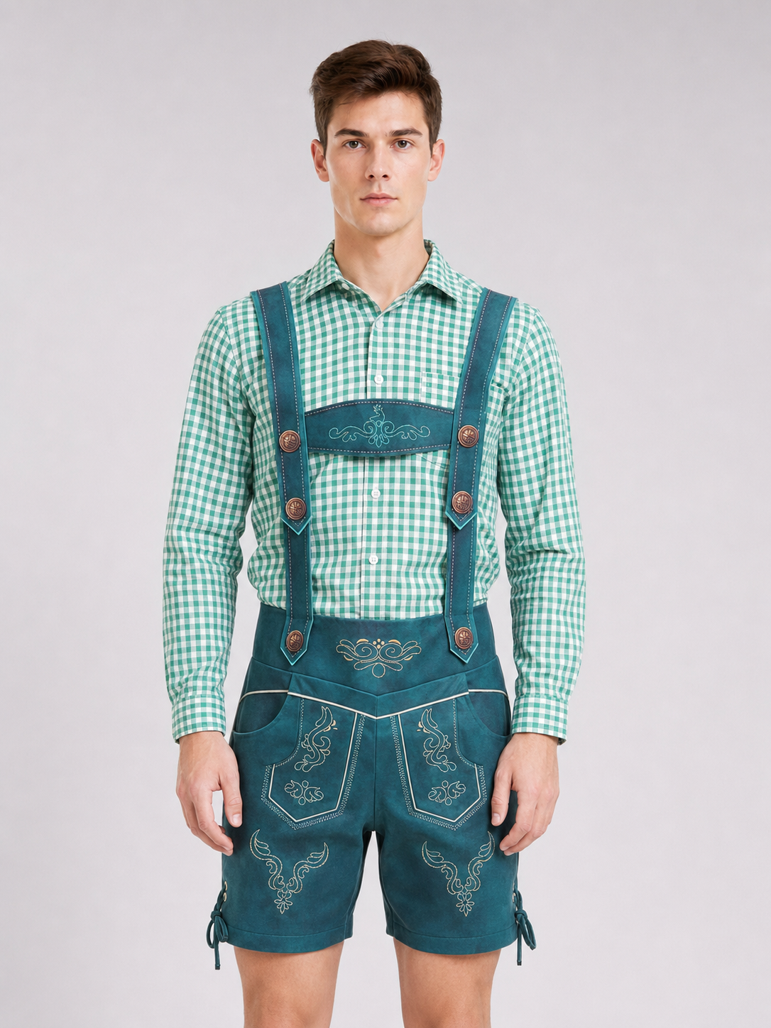 Plaid Bavarian-Style Shirt for Oktoberfest