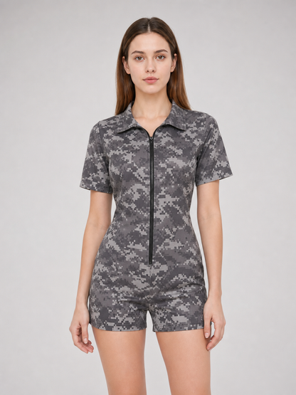 Camouflage jumpsuit costume with cap for parties