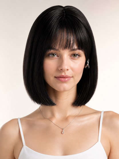 Black Bob Carnival Wig for Halloween and Cosplay Costume Wigs detail 2