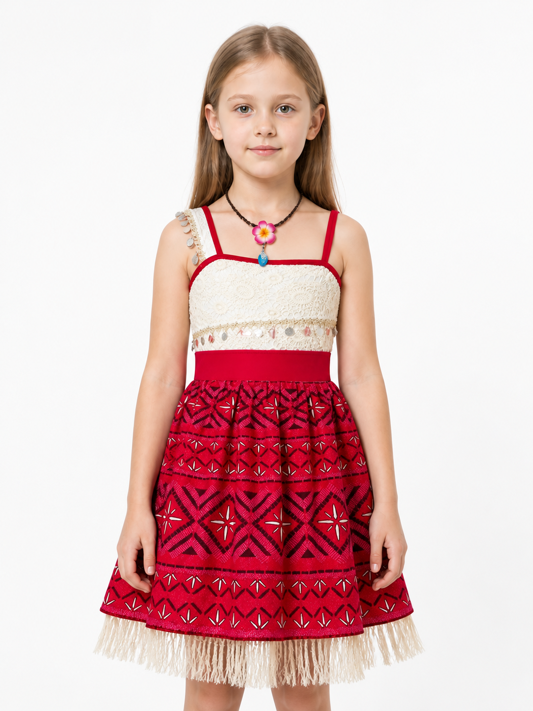 Moana Carnival Dress with Fringe and Lace
