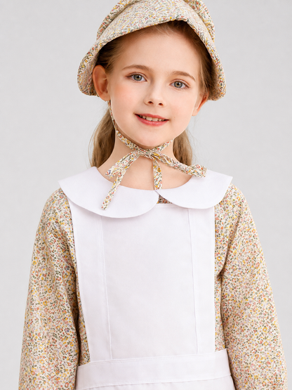 Dress with a White Insert and Small Floral Print