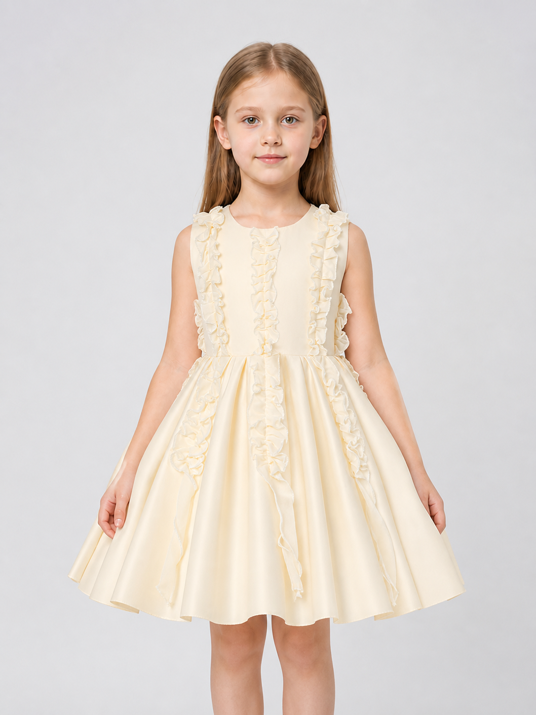 Satin Tutu Dress with Bow for Flower Girl Costume Dresses detail 3