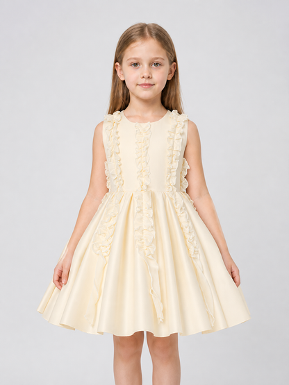 Satin Tutu Dress with Bow for Flower Girl Costume Dresses detail 3
