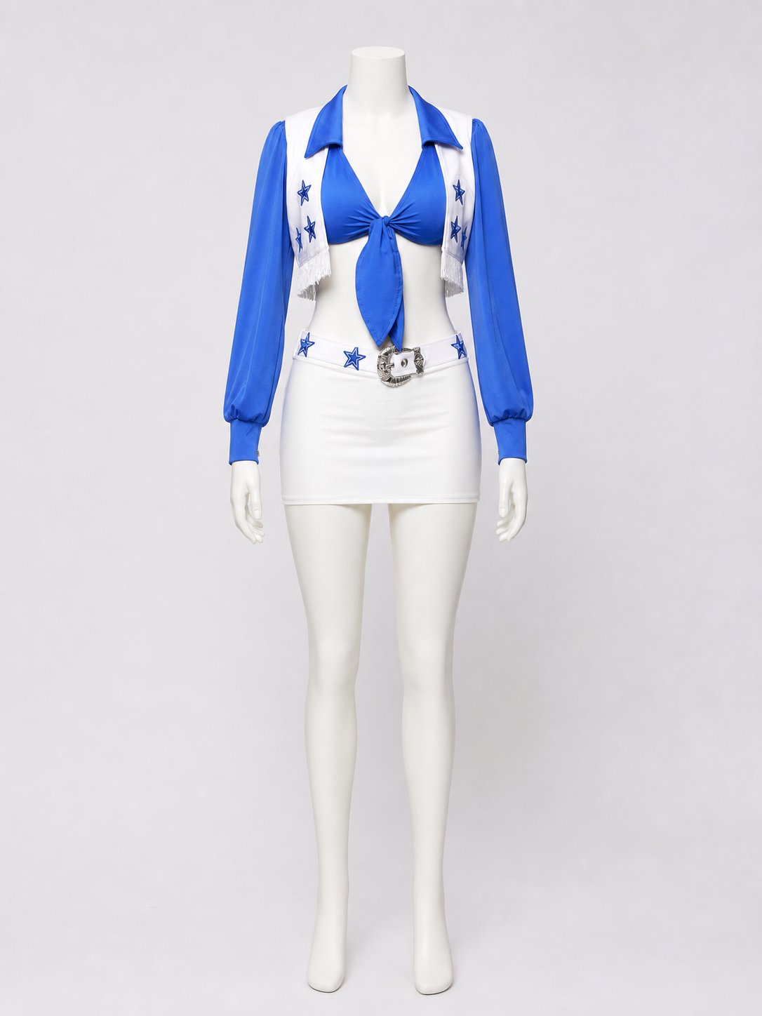 Blue and White Stage Costume with Fringe and Stars