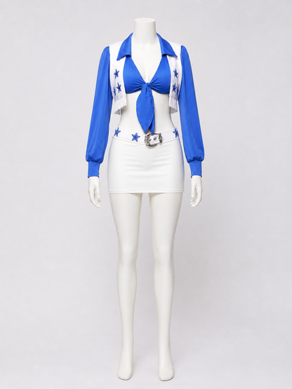 Blue and White Stage Costume with Fringe and Stars