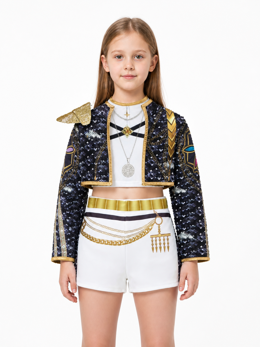 Stage Costume: Black Sequin Jacket with White Shorts Costumes detail 3