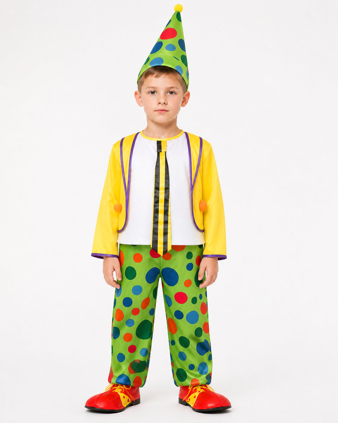 Clown Costume with Hat and Polka-Dot Jumpsuit Costume Headwear detail 3