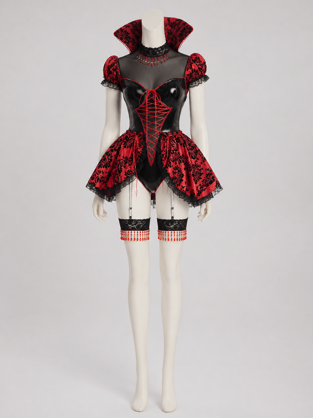 Gothic Red and Black Vampire Costume, Sizes M-XL Costumes detail 2