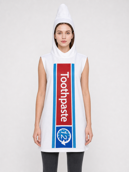 Toothpaste Cosplay Costume, White, Red, and Blue