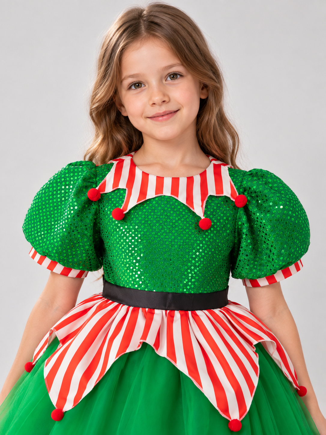 Girls' Dressy Sequin Dress with Puff Sleeves Costume Dresses detail 2