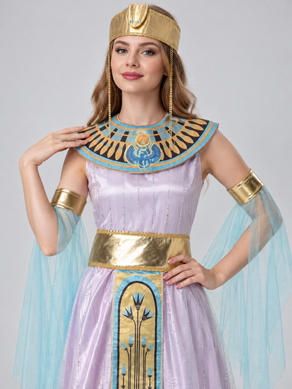 Cleopatra Carnival Costume with Gold Belt and Headpiece