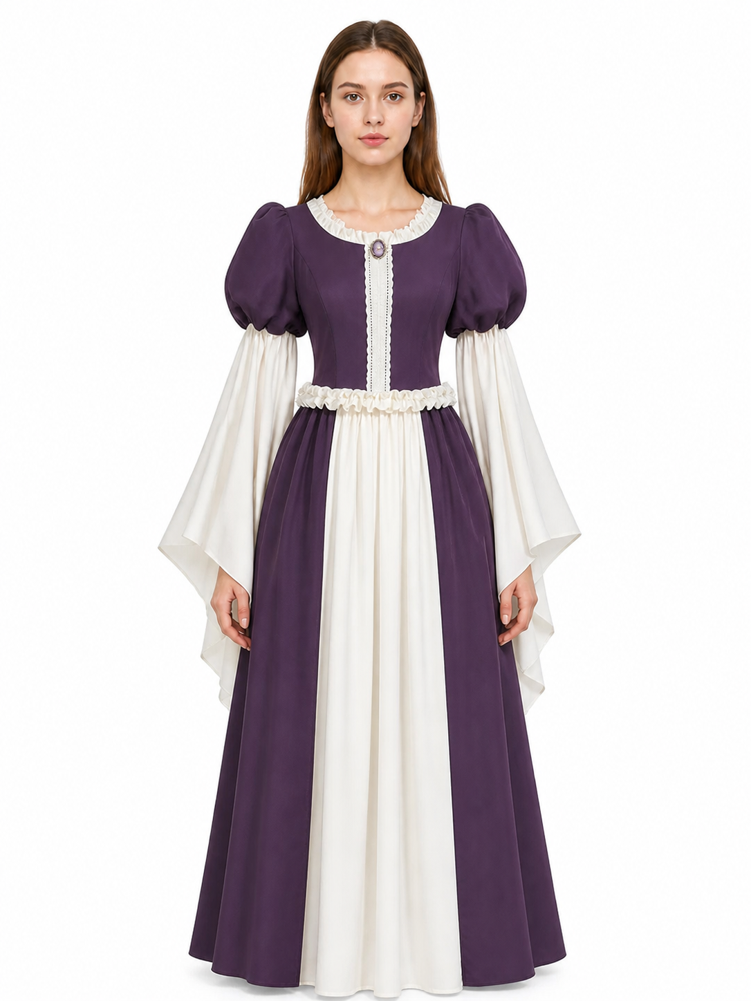 Medieval Dress with Ruffles and Puff Sleeves