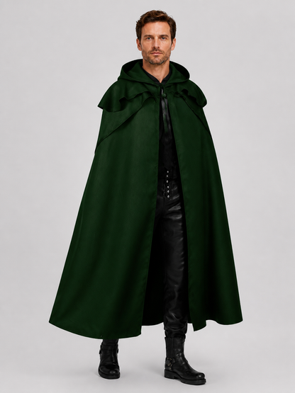 Dark Green Hooded Cloak for Halloween and Cosplay Costume Capes detail 3