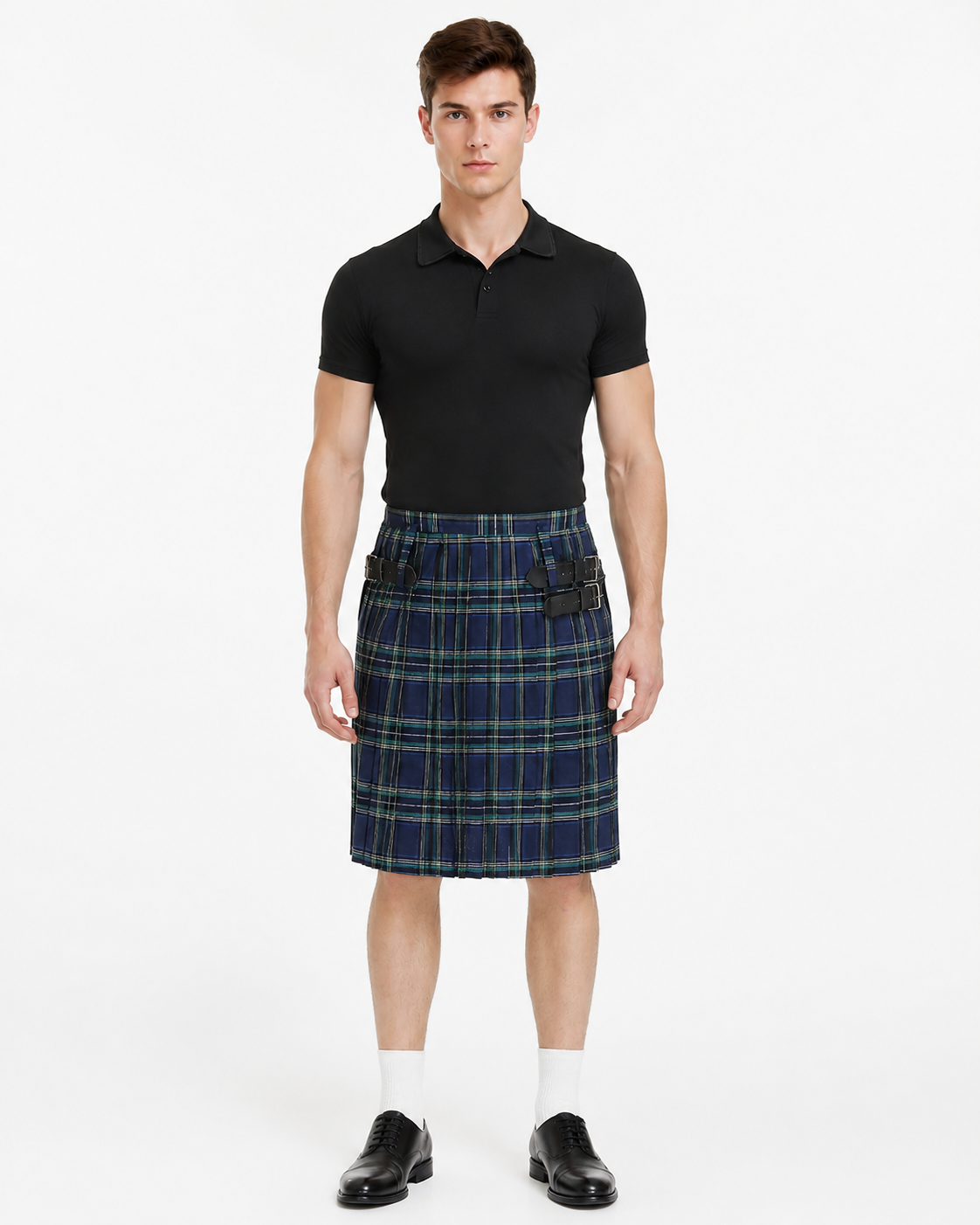 Pleated Plaid Skirt with Straps and Buckles product detail 2
