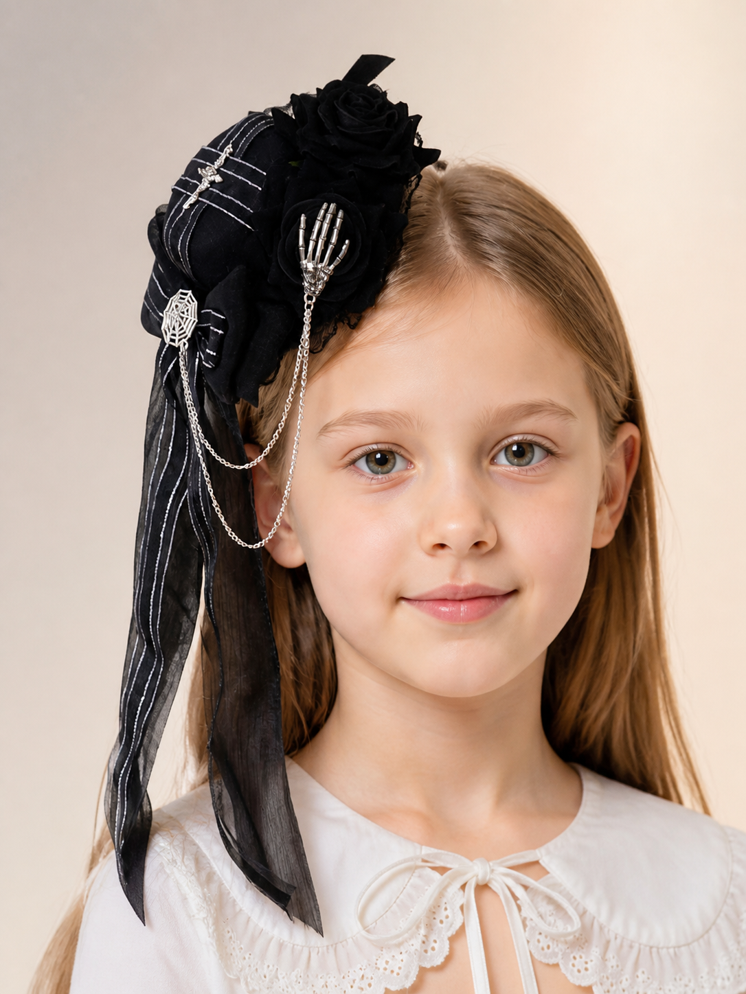 Black Gothic Carnival Headpiece for Halloween Costume Headwear detail 2