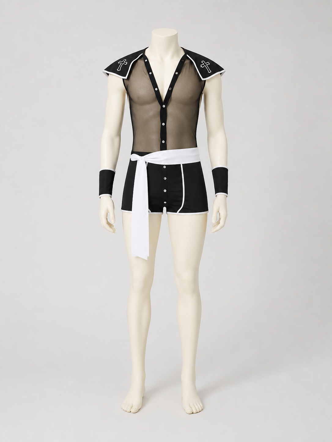 Priest Role-Play Costume, Black with White Trim Costumes detail 3