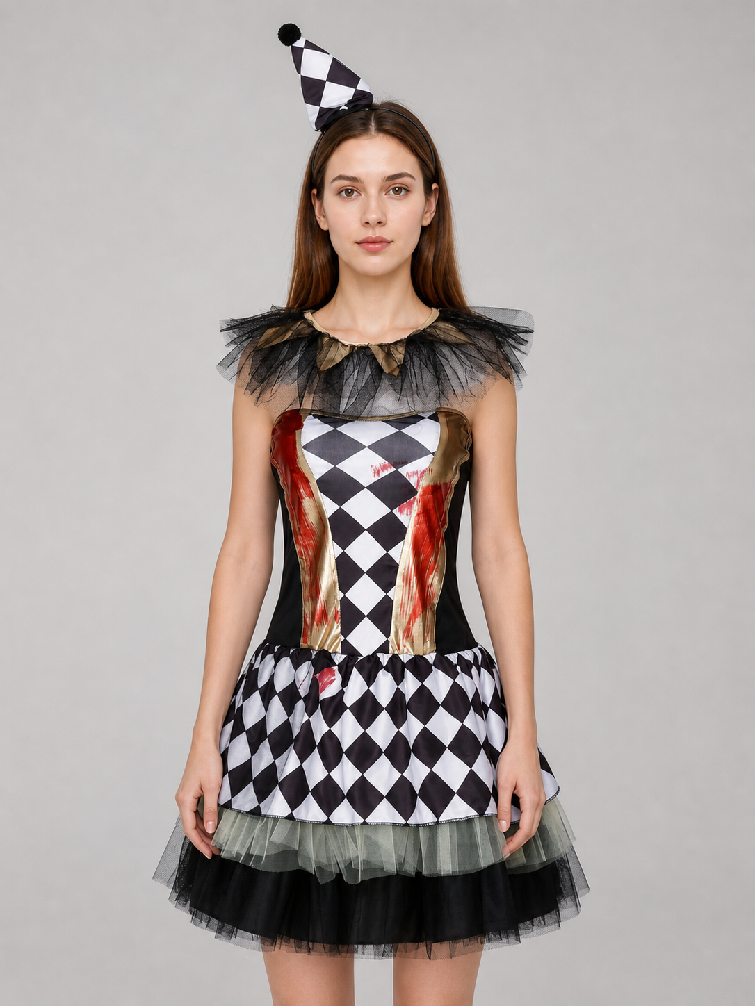 Halloween clown costume with gloves, dress