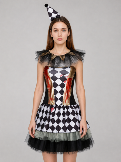 Halloween clown costume with gloves, dress
