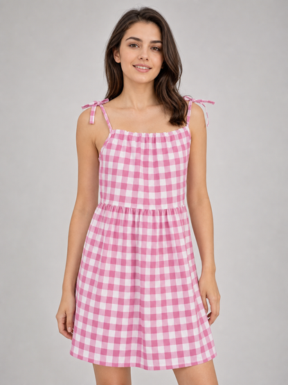 Barbie-Style Costume: Plaid Dress and Hat