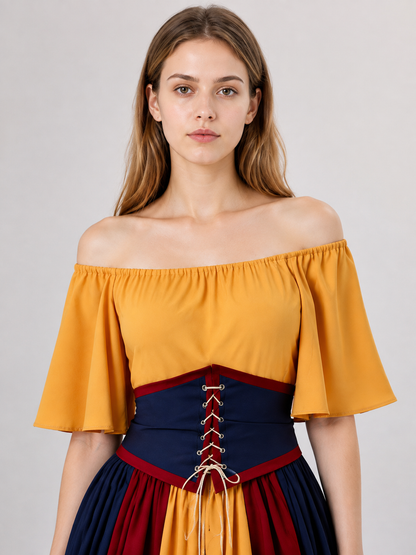 Carnival Dress with Corset Belt and Off-the-Shoulder Design Costume Dresses detail 2