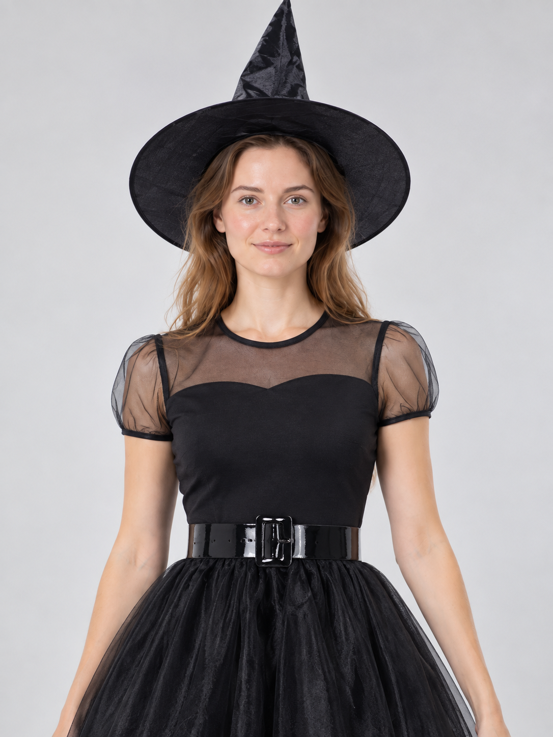 Black Witch Costume with Dress, Hat, and Belt