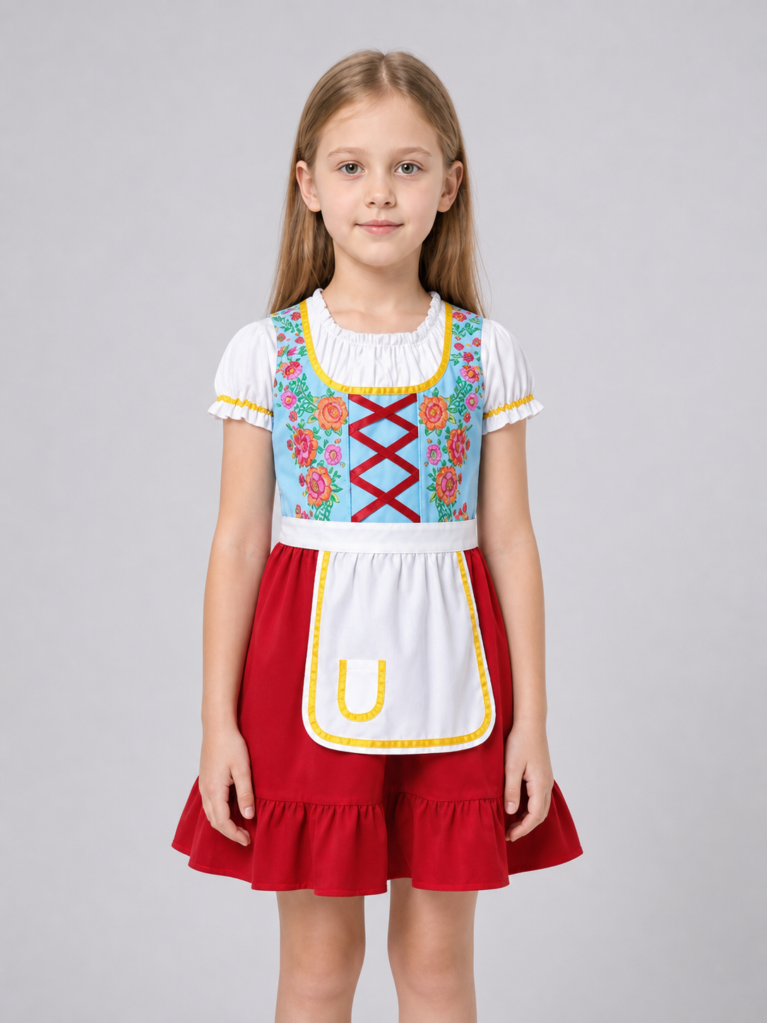 Folk-style costume dress with apron