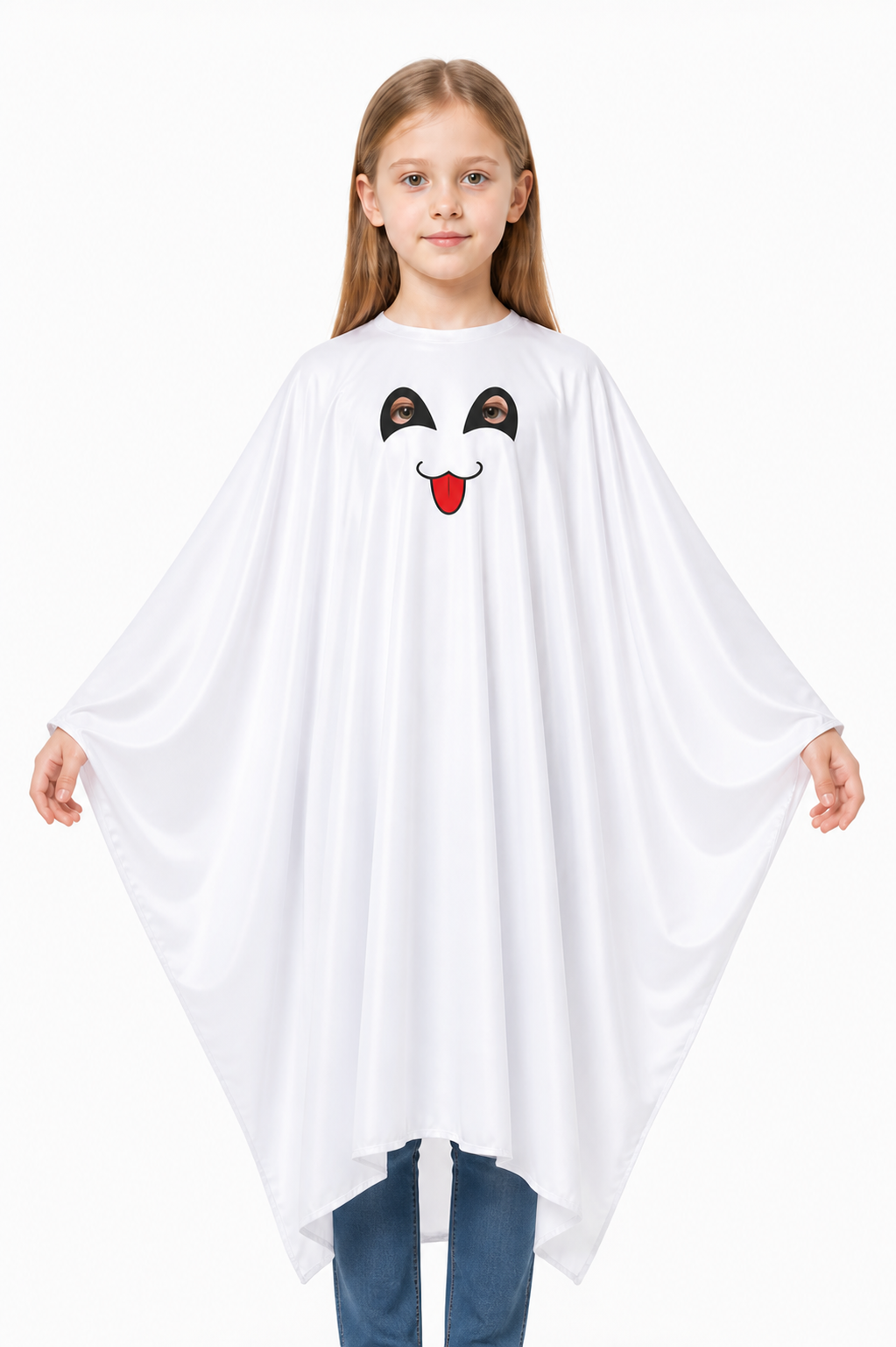 White Ghost Cape with Face for Halloween Costume Capes detail 3
